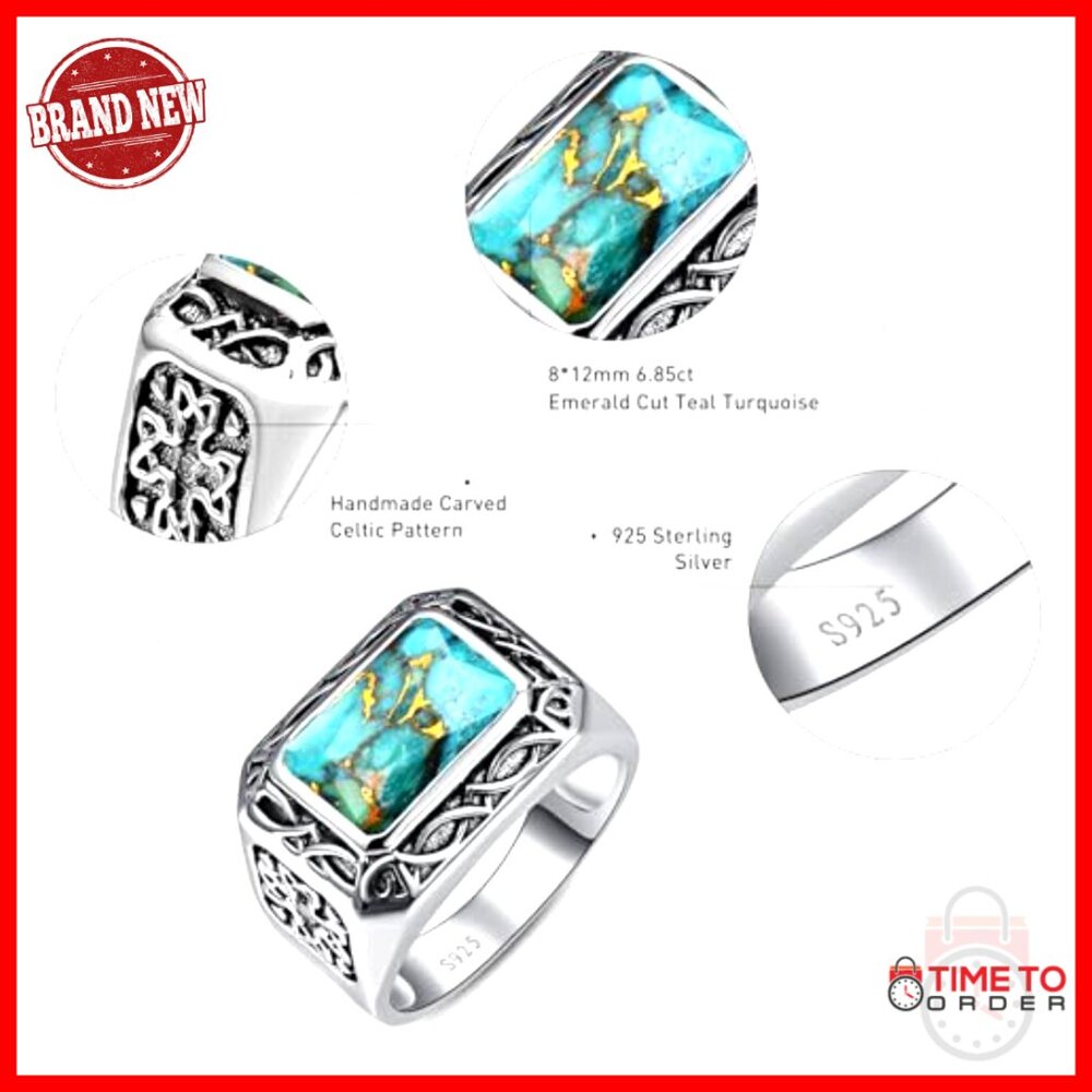 Men's Sterling Silver Celtic Pattern Ring Size 11… - image 3